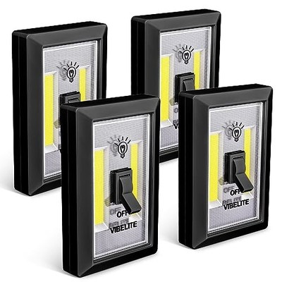  LED Night Light Switch, 200 Lumen Wireless COB LED Black Battery Excluded