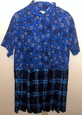 Marni x Uniqlo Collaboration Blue Floral Check Short Sleeve Dress Size M EUC