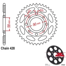 JT Sprocket Steel Rear 428 Pitch 43 Tooth Honda CL100/S Scrambler (1970-1973)