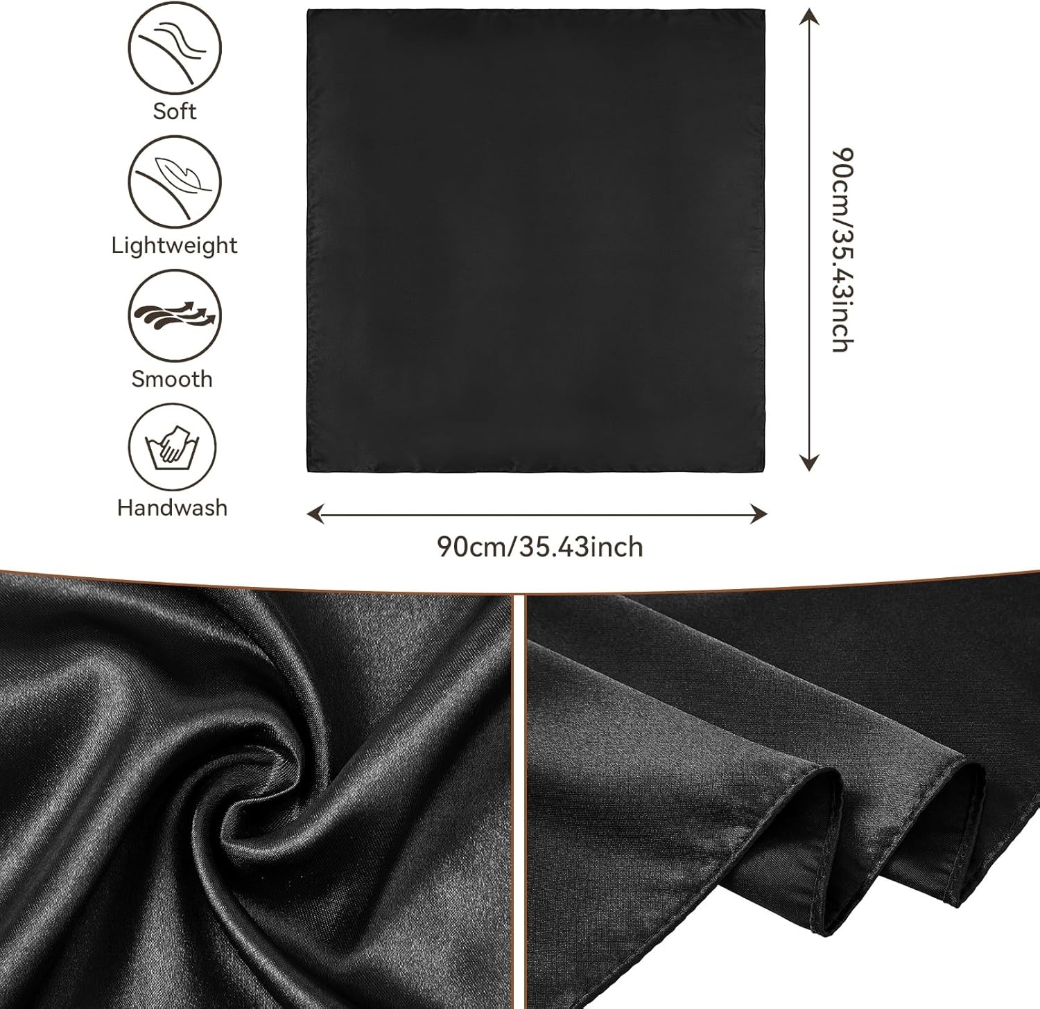  35 Inch Wild Rag Cowboy Scarves for Men Large Rancher Neckerchief Silk Black US