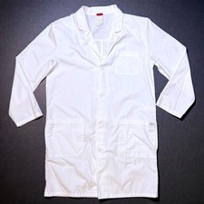 Dickies Lab Coat Mens White Button Up Cotton/Poly Blend Relaxed Fit Size M