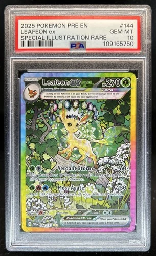 2025 Pokemon Prismatic Evolutions Leafeon ex #144/131 PSA 10 GEM MINT