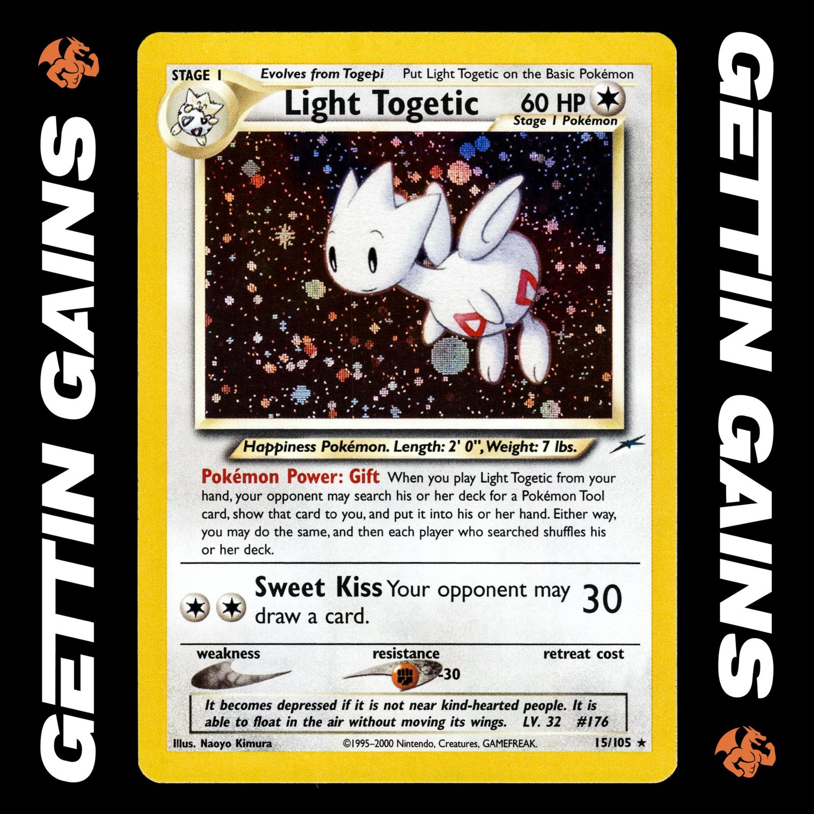 Light Togetic - 15/105 - Holo Rare - Neo Destiny - Pokemon Card - NM/M