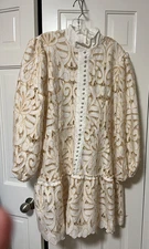 Zimmerman Edie Style Calais Lace Linen Cutout Dress Ivory Tan Posh Shoppe 1X