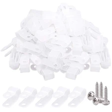 Glarks 120Pcs 3/8 Inch White Nylon Screw Mounting R-Type Cable Clip Wire Clamp