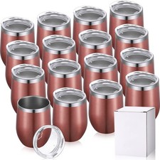 Remagr 16 Pack Stainless Steel Wine Tumblers 12 Oz Insulated Vacuum Wine Cup