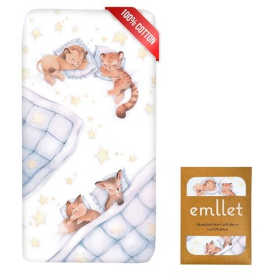 100% Cotton Fitted Crib , Woodland Dreams Sleeping Animal Pattern, Fox Fawn L...