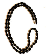 Vintage Faceted Jet Black Glass Bead Necklace 32" Opera Length Flapper Style