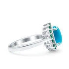 Oval Natural Arizona Sleeping Beauty Turquoise Flower Ring 925 Sterling Silver