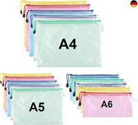 15 StüCk Dokumententasche A4+A5+A6, ReißVerschlusstasche Wasserdichte Mesh D