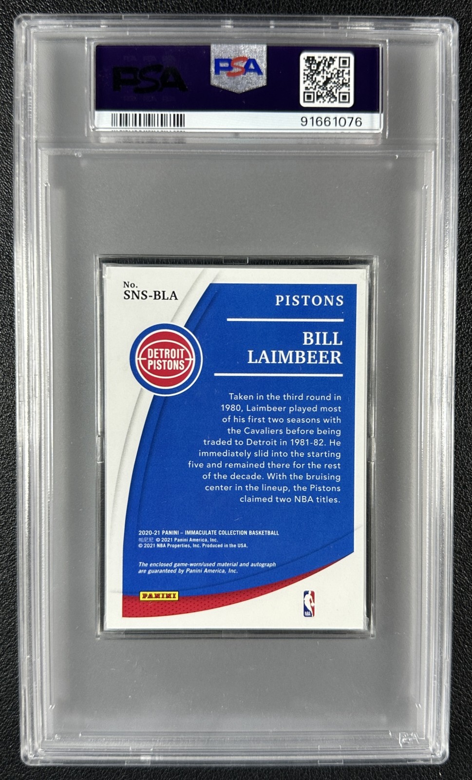 BILL LAIMBEER PSA 7 2020-21 PANINI IMMACULATE SNEAKER SWATCHES GU SHOE AUTO /25 view 2