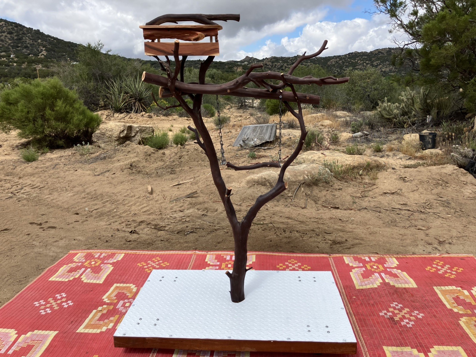 57&rdquo; Manzanita Bird Perch With Swing Designed For Large Birds &  parrots macaw
