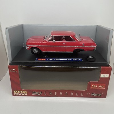 SUN STAR U.S.A Collectibles 1963 Chevrolet Nova 1:18 Diecast Car Ember Red READ