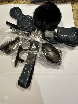 Personal Attack Alarm Keychain Set, Black Marble Pattern, Self-Defense Tools