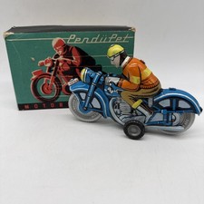 Vintage Tin Toy Friction Motorcycle Motorkerekpar Pendupet Hungary 1980's