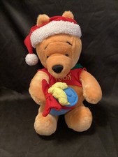 Vintage 90s Disney Store Winnie the Pooh Christmas Holiday 17" Plush Toy EUC