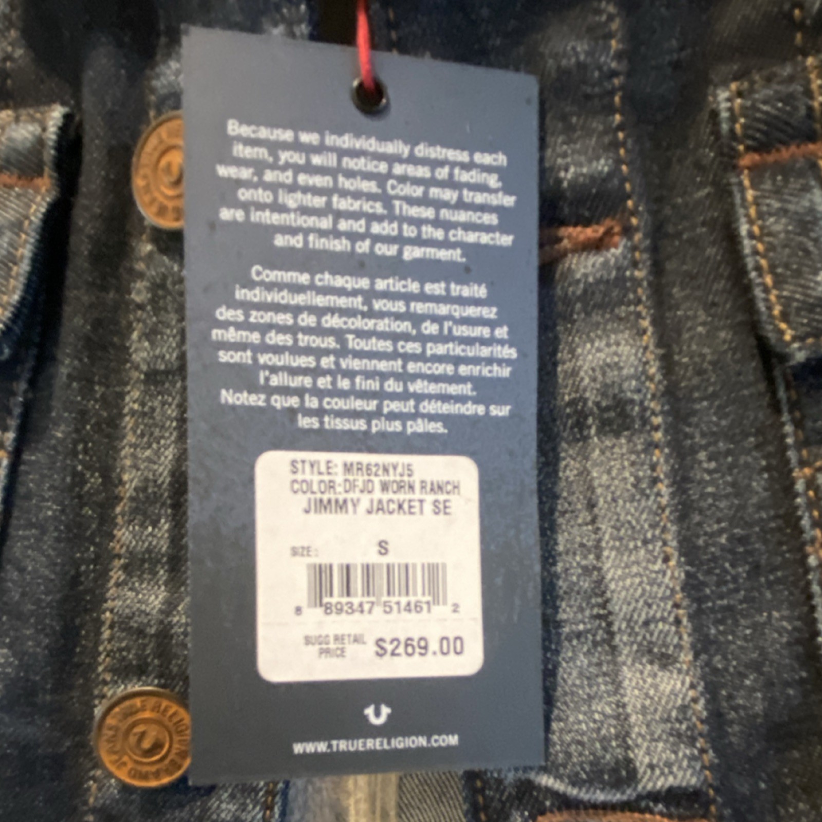 Mens True Religion Western ranch rare blue Jimmy denim jean Jacket NWT $269 sz S thumbnail 11