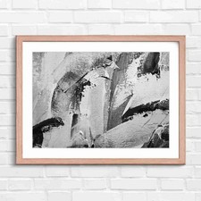 Image of Bold Abstract Expressionist Art Black & White Framed Wall Art Print Large