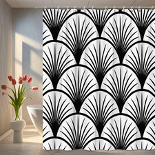 Black and White Patterned Shower Curtain - Modern Design