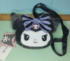 New Miniso x Sanrio Kuromi Face Plush Shoulder Bag 5"x5" NWT
