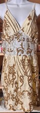 NWT Stunning Gold Sheer Panel Strappy Sequin Bodycon Dress- 10 PRETTYLITTLETHING