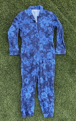 Outerknown Womens Floral Jumpsuit Size Small Preppy Organic Cotton Linen Pockets