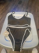 Zaful Womens 2 Pc. Swimsuit High Waist Size Small Forever Young Sun Bathing