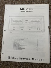 Vintage Mcintosh MC 7300 Amplifier Service Manual Information Original