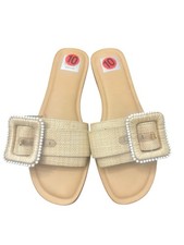 Dolce Vita Women s Slide Sandals Size 10 Natural Raffia Buckle NEW