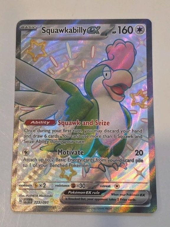 Pokemon Squawkabilly ex SV: Paldean Fates 223/091 Near Mint NM