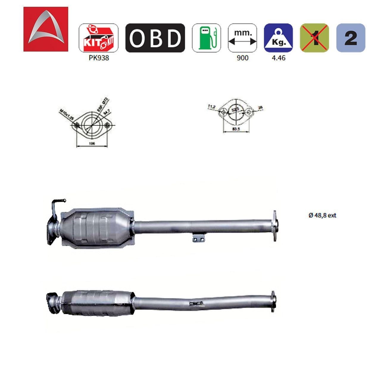 Catalyseur arrière robuste en acier inox pour Grand Vitara I 4x4