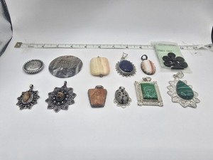  Lot Of 12  Pendants - Silver - Stone