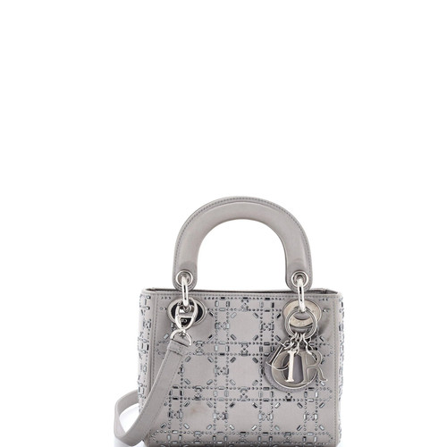 Christian Dior Lady Dior Bag Crystal Embellished Cannage Quilt Satin Mini