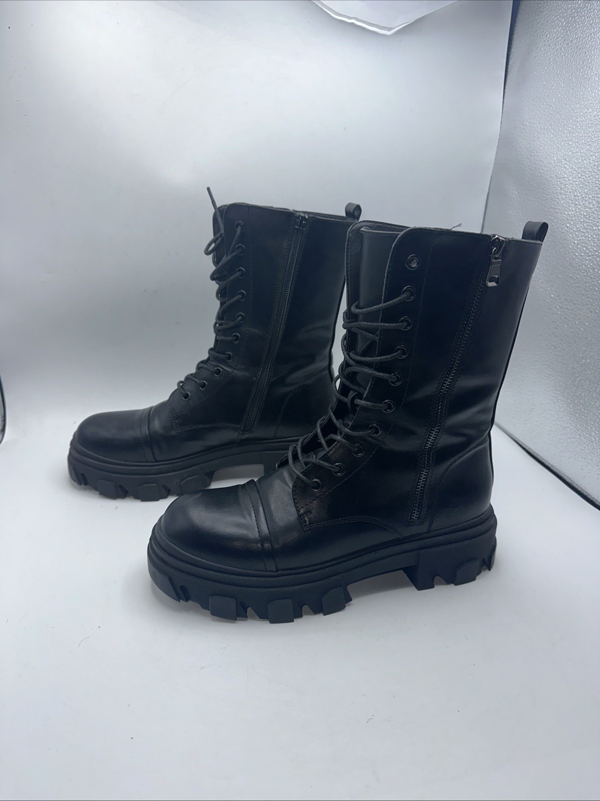 DREAM PAIRS Womens Lace-up Combat Boots Mid-Calf Winter Boot Shoes Size 9.5