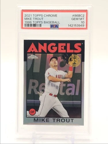 MIKE TROUT 2021 TOPPS CHROME 1986 TOPPS BASEBALL ANGELS PSA 10 Q0856