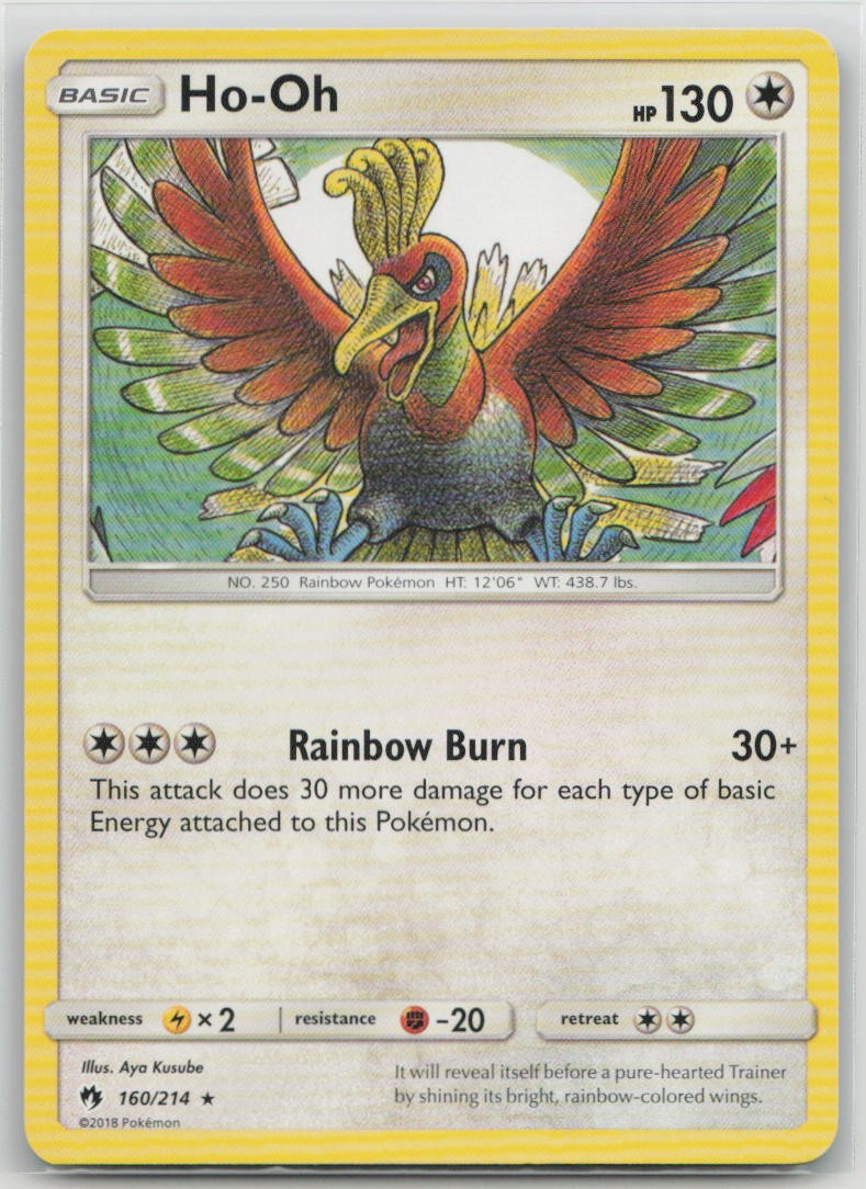 Ho-Oh 160/214 Rare Lost Thunder Pokemon Lightly Played
