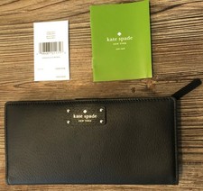 NEW Kate Spade Wallet Groves Street Black Large Stacey NWT Bi Fold Leather