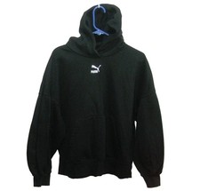 PUMA Women's Size Medium Black Long Sleeve Hoodie Hooded Logo Sweatshirt Top