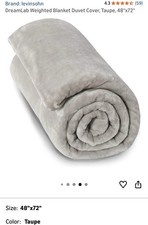 DreamLab Weighted Blanket Duvet Cover, Taupe 48"x72"