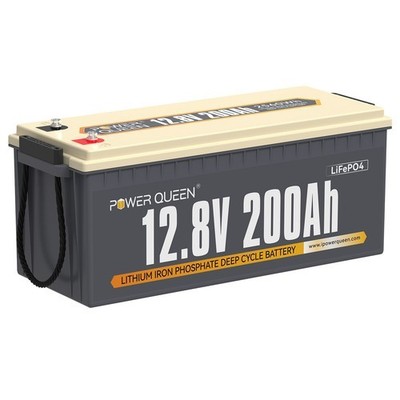 Power Queen 12V 200Ah LiFePO4 Battery with Built-in 100A BMS 2560Wh for RV Home