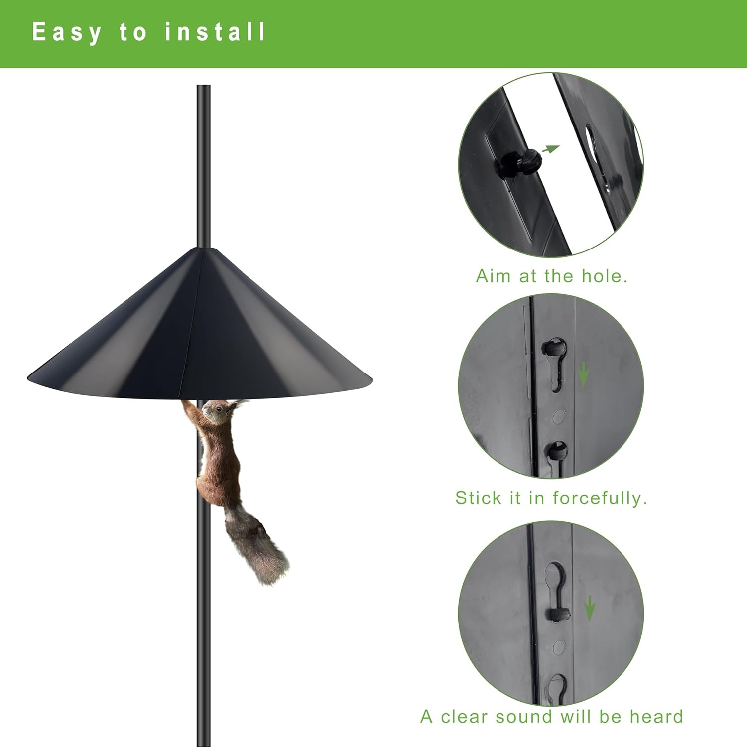 Squirrel Baffle for Bird Feeder Pole - 19 Inch for Shepherd’s Hook, Squirrel Pro