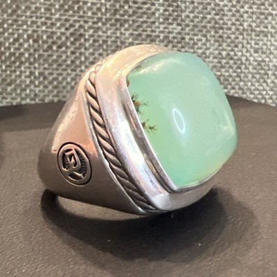 David Yurman DY Sterlingsilber großer Chalzedon Albion Ring Größe 6 18,6 g