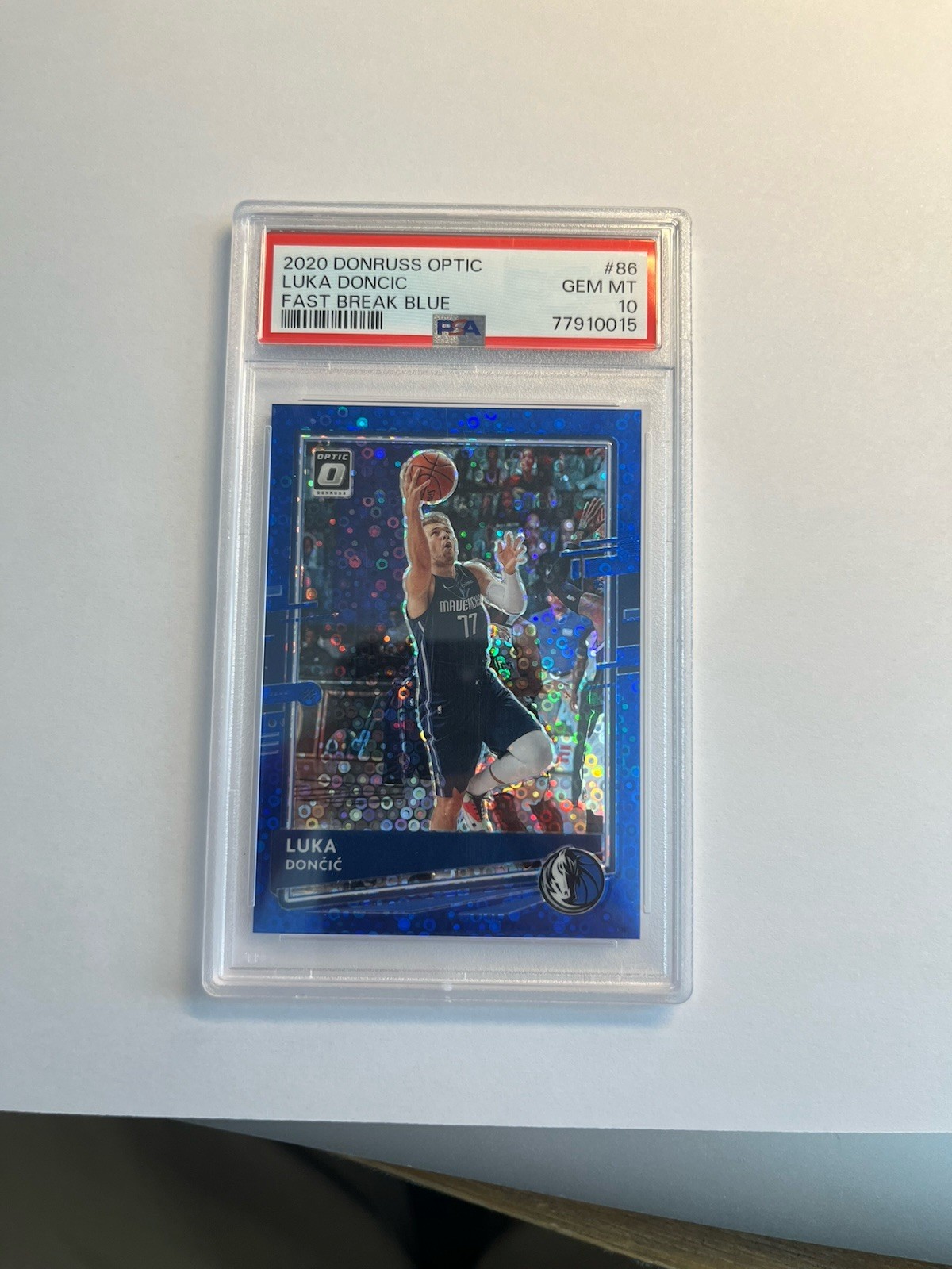 2020-21 Donruss Optic Luka Doncic Blue Fast Break Prizm /50 Mavericks PSA 10 B5