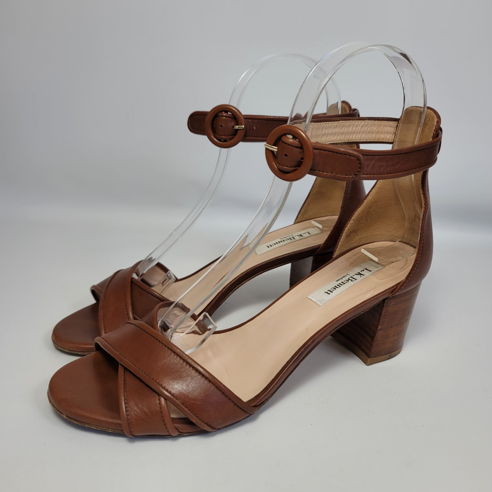 LK Bennett Womens Aniki Block Heel Brown leather Size 37.5 / US 7 EUC | eBay