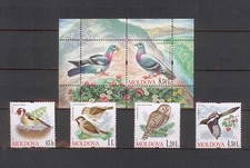 Moldova 2010 Birds 4 MNH stamps + Block