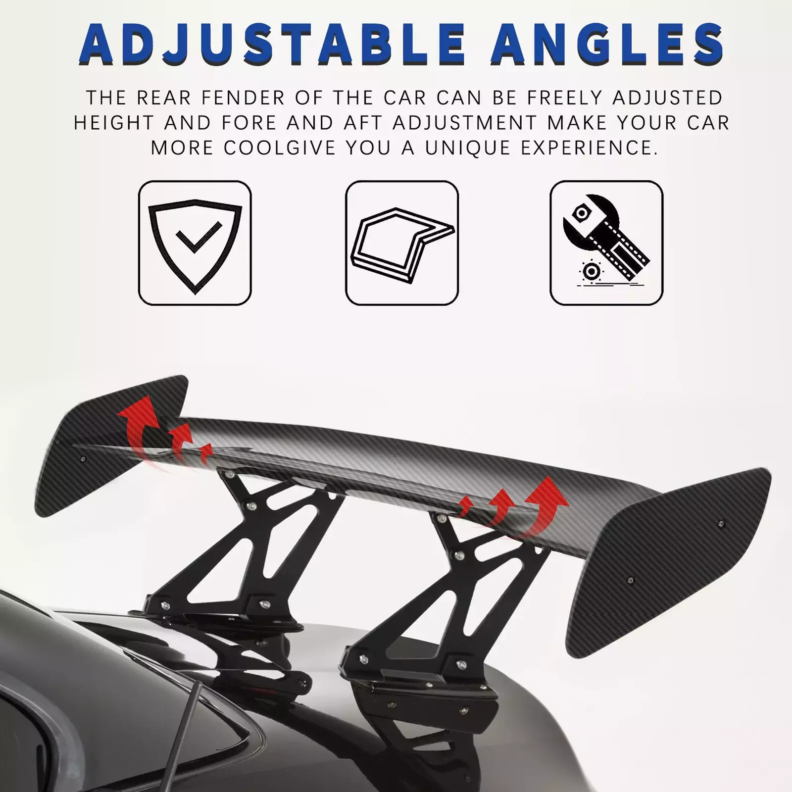 For Audi R8 57" Rear Trunk Spoiler GT Style Racing Wing Adjustable Carbon Fiber 
