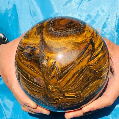 Rare  7.94 LB Natural Tiger's Eye Sphere Tumbled Tiger's Eye Ball Healing 2628
