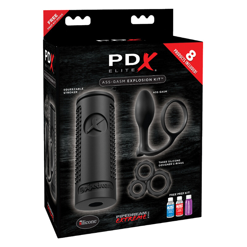 PDX ELITE Ass-gasm Explosion Kit Silicone cock ring Male Stroker Anal butt  plug | eBay