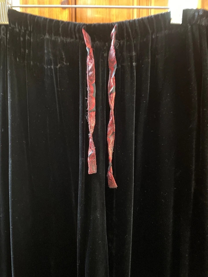 April Cornell Rayón/Seda Negro Terciopelo XL Cordón Pull On Pantalones Usados en Excelente Condición Foto 2 de 4