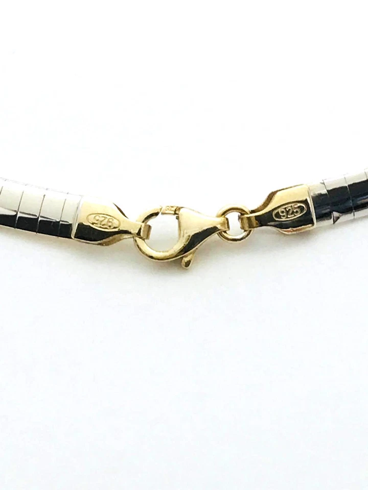Collar Omega Reversible Plata de Ley y Oro 14k.3MM 16" Nuevo 74 Foto 3 de 4